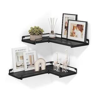 VASAGLE Black Corner Wall Shelves - Set of 2